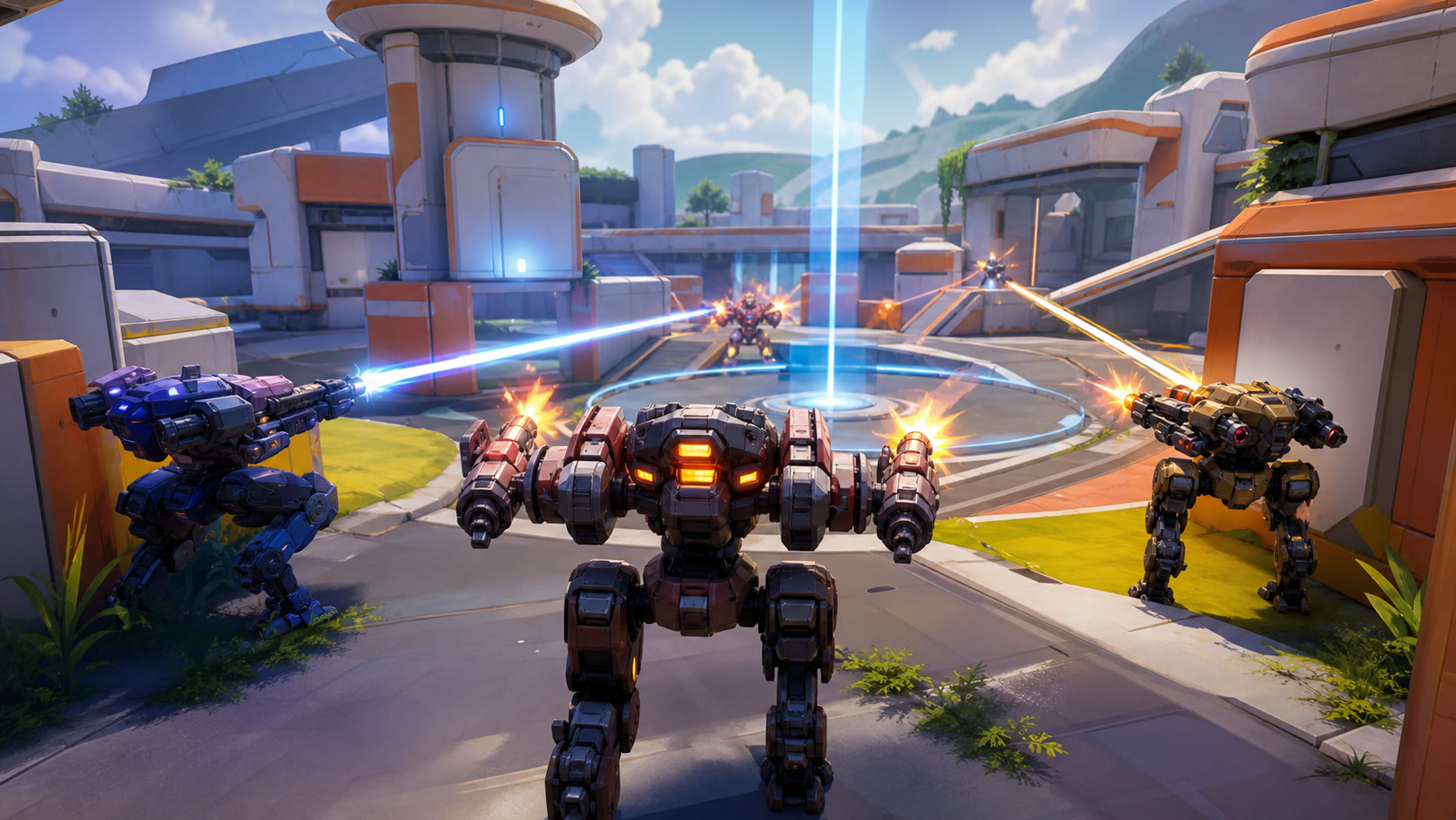 A game-specific scene showing the kind of focused session Mech Arena - Shooting Game rewards