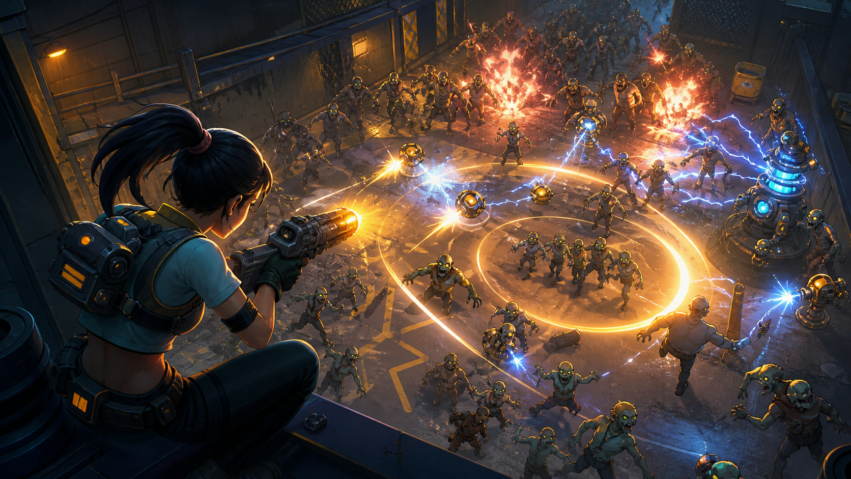 A game-specific scene showing the kind of focused session Zombie Waves rewards