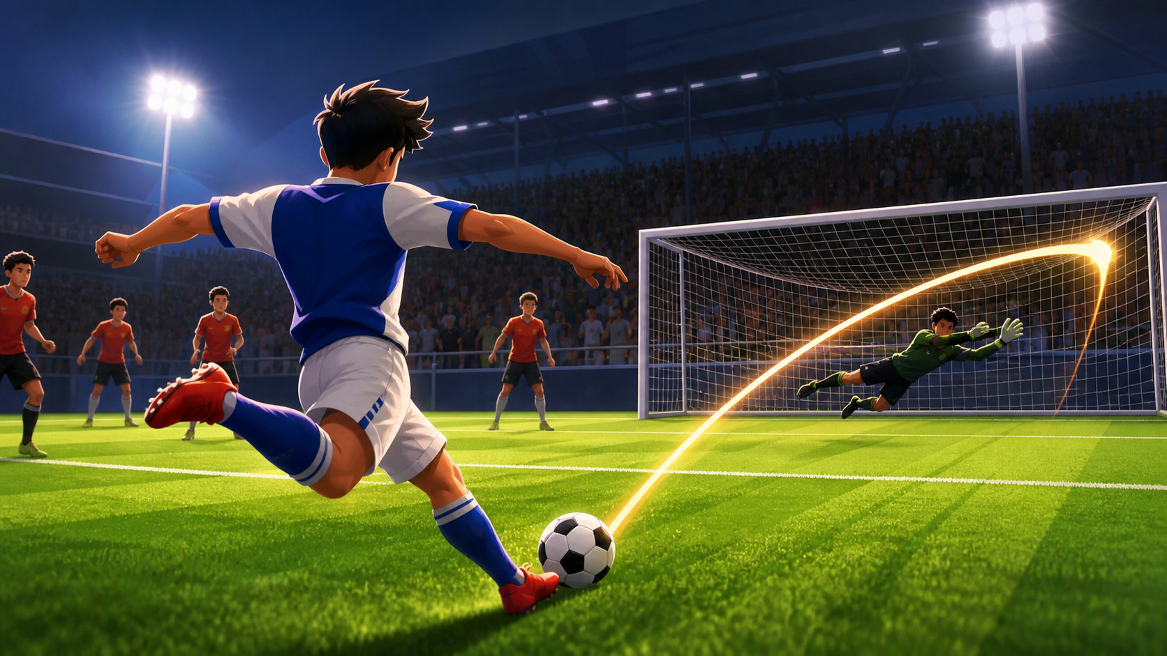 A game-specific scene showing the kind of focused session Soccer Superstar rewards