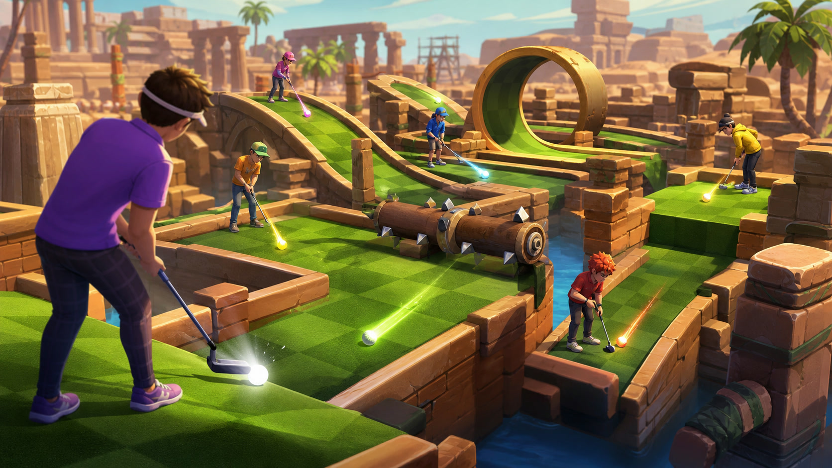 A game-specific scene showing the central moment-to-moment play of Golf Battle