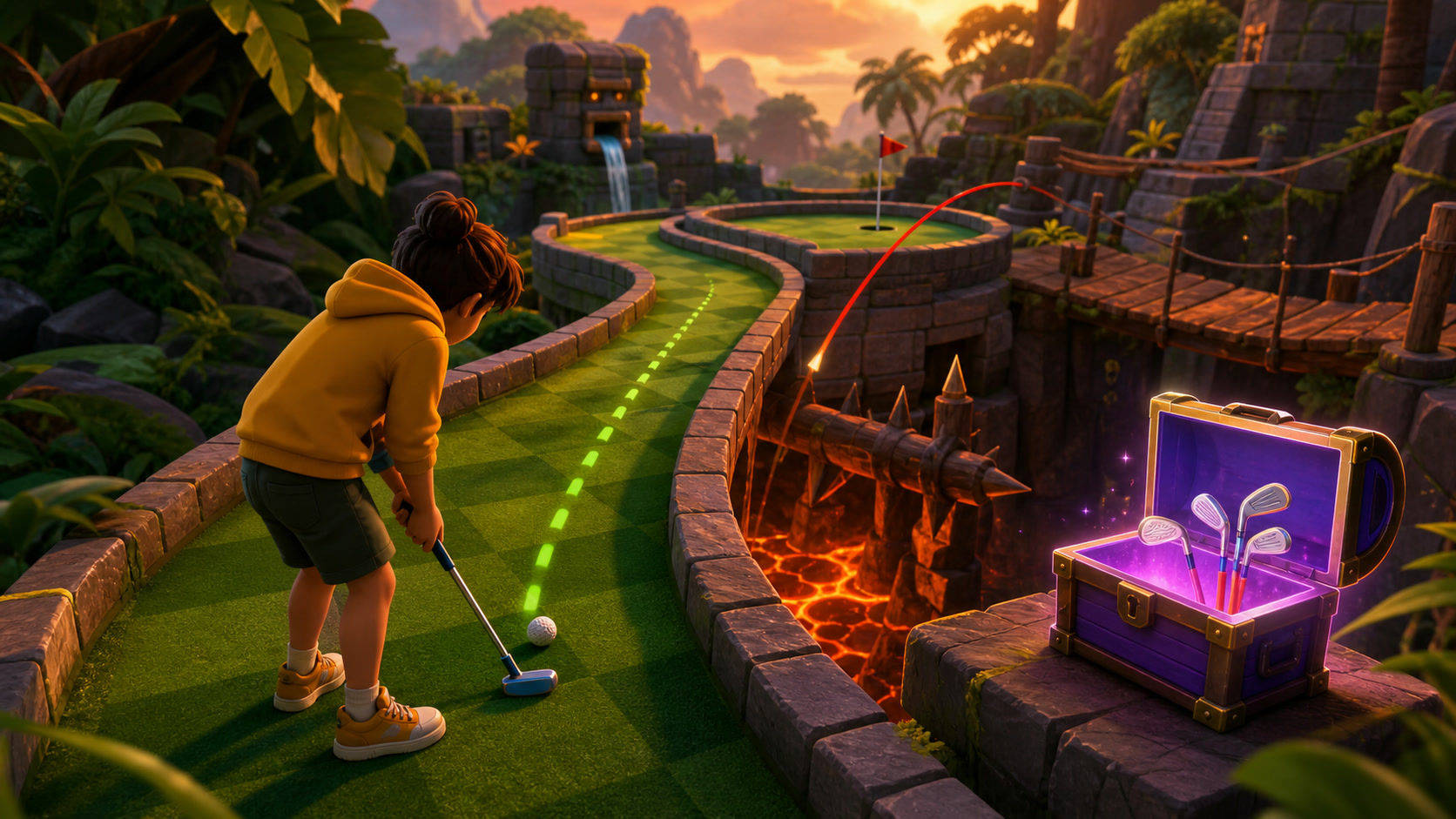 A game-specific scene showing a meaningful resource or spending decision in Golf Battle