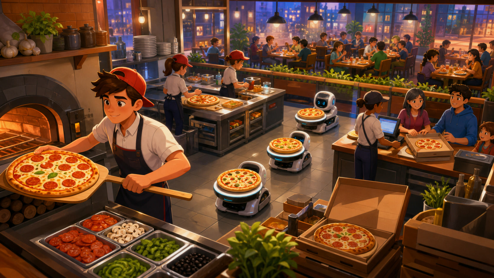 A game-specific scene showing the kind of focused session Pizza Ready! rewards