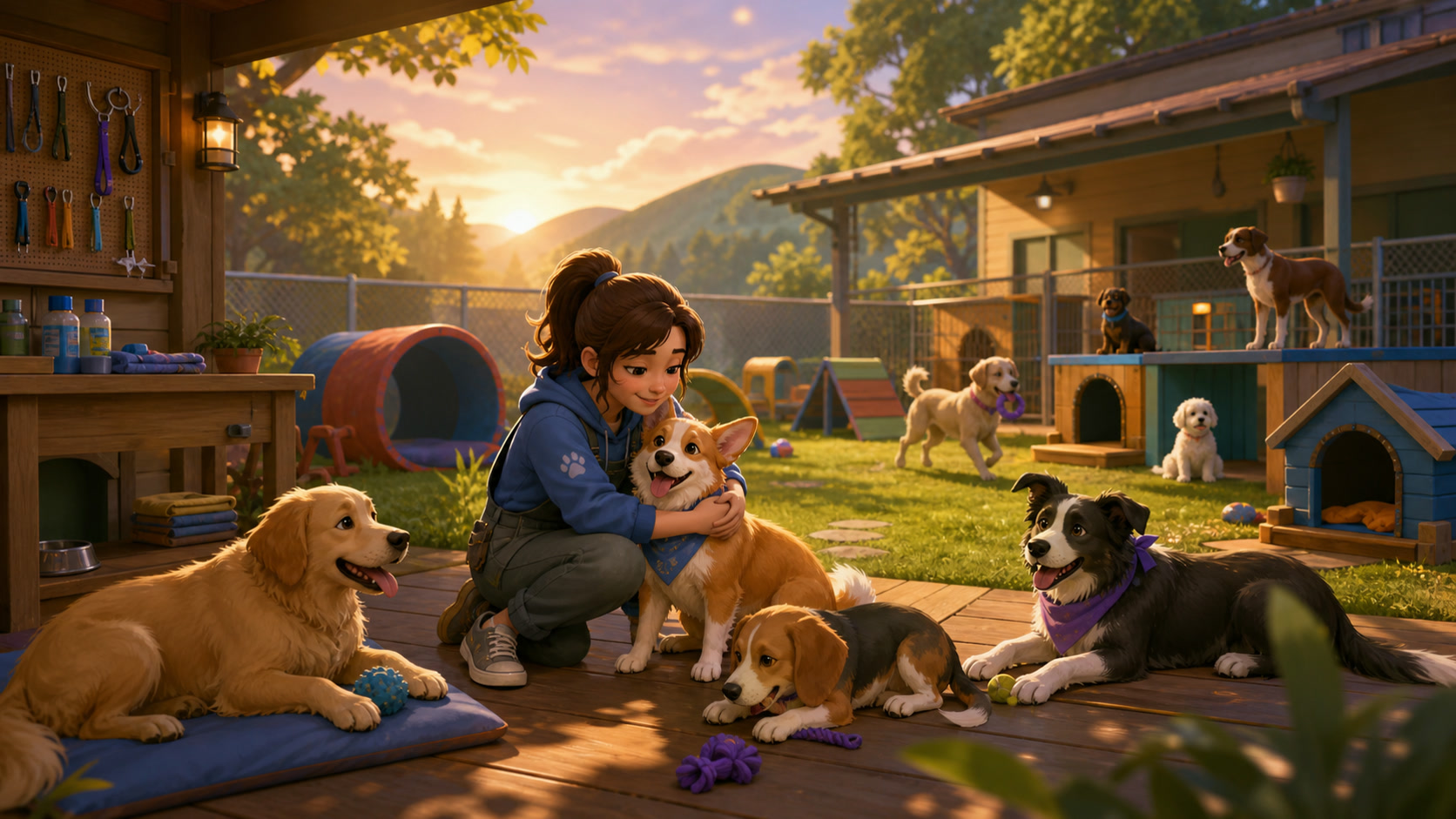 A Dog Escape pup reaching a safe garden after solving the final route