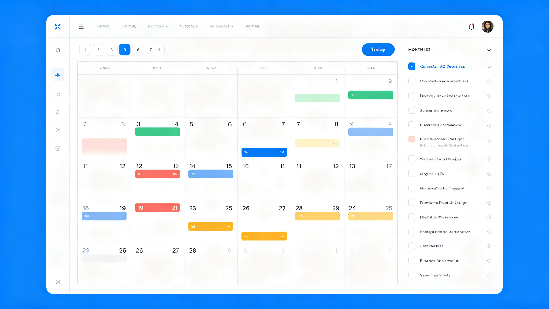 Calendar app interface
