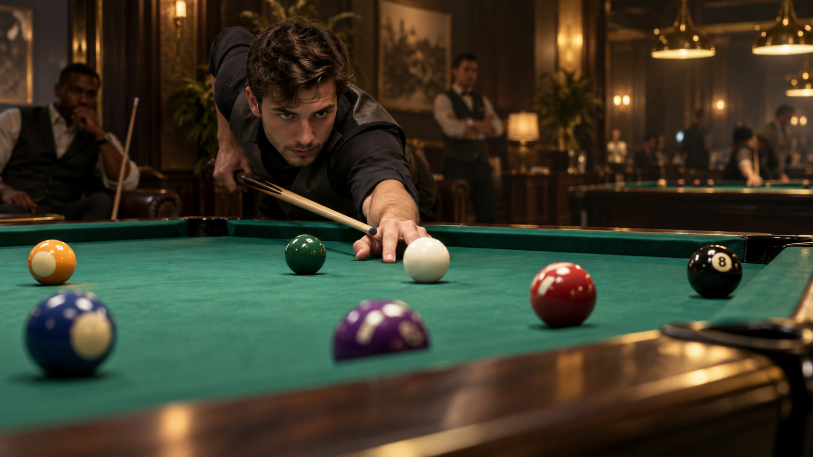 A realistic competitive 8 Ball Pool match in progress