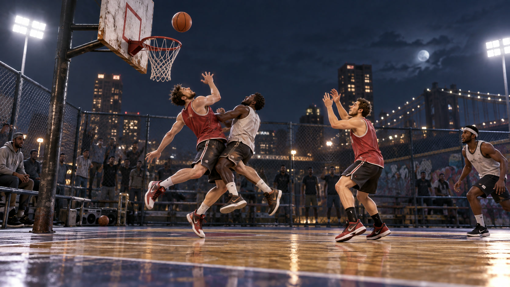 A chaotic rebound contest in Basket Random