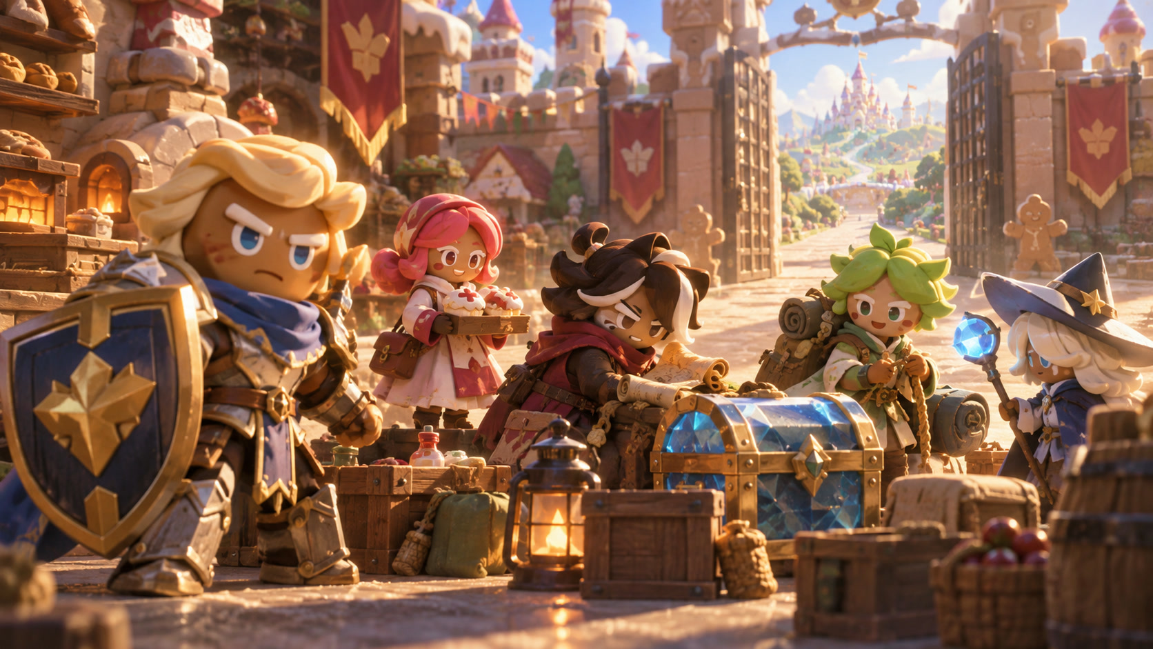 A cookie team preparing supplies for its first expedition
