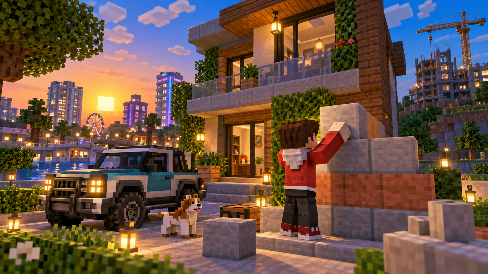 A voxel resident finishing one focused home upgrade