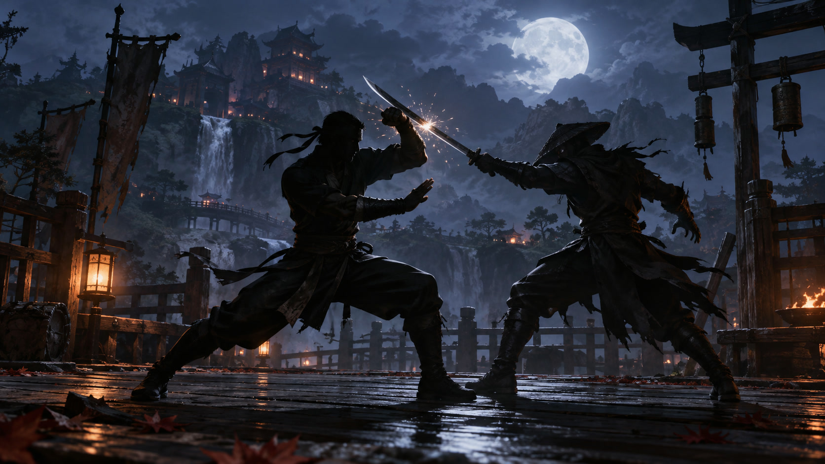 A shadow fighter blocking an attack and preparing a counter
