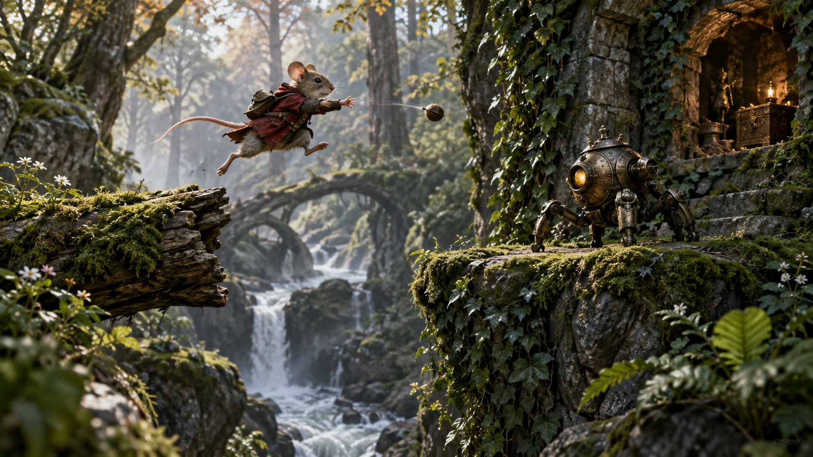 An original fairy-tale castle platform path with jumps, projectiles, and secret alcoves