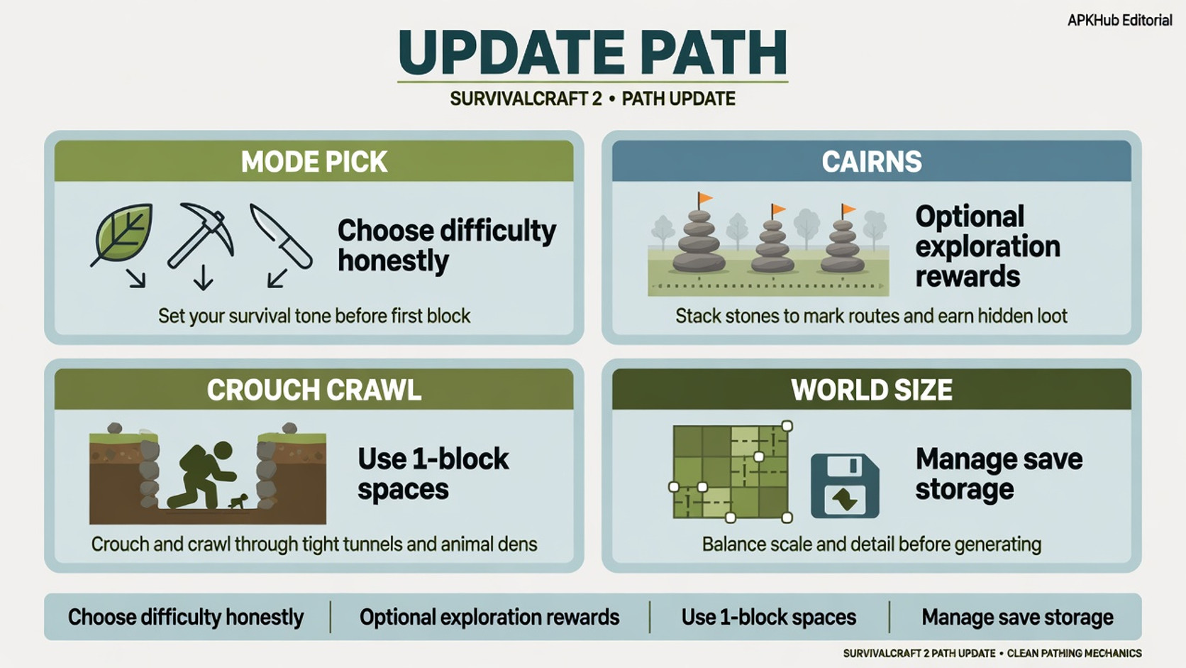 Survivalcraft 2 progression from mode pick to world management