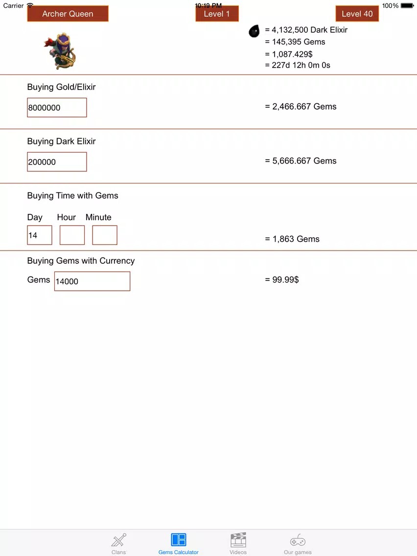 Free Gems Guide Calculator for Clash Of Clans - Coc & Xmod - No Hack iPad Screenshots