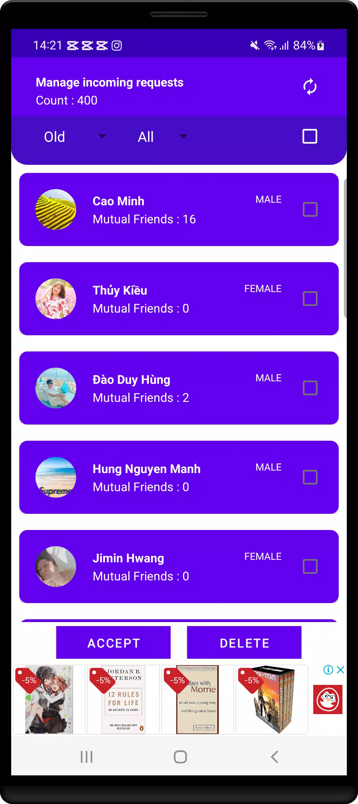 Friend Request Manager Screenshots