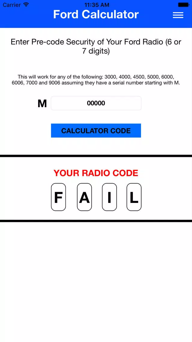 Ford Radio Code Online Version Screenshots