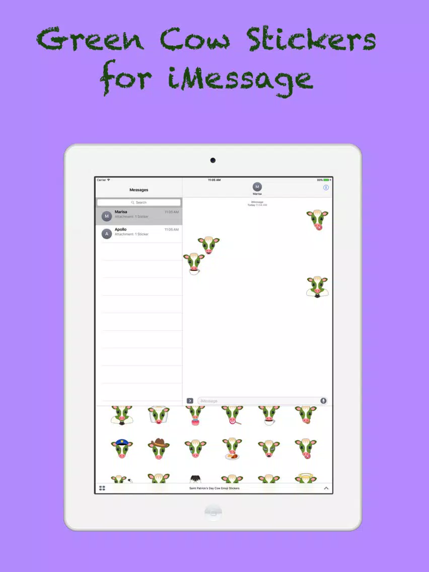 Saint Patrick's Day Cow Emoji Stickers iPad Screenshots