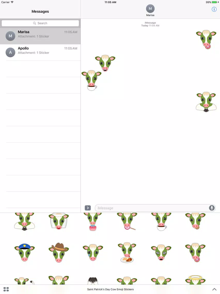 Saint Patrick's Day Cow Emoji Stickers iPad Screenshots