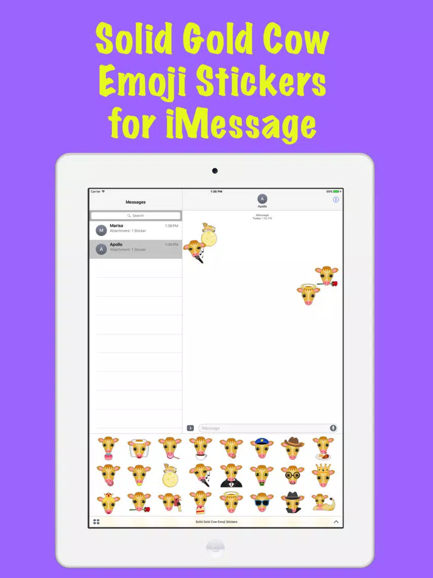 Solid Gold Cow Emoji Stickers iPad Screenshots