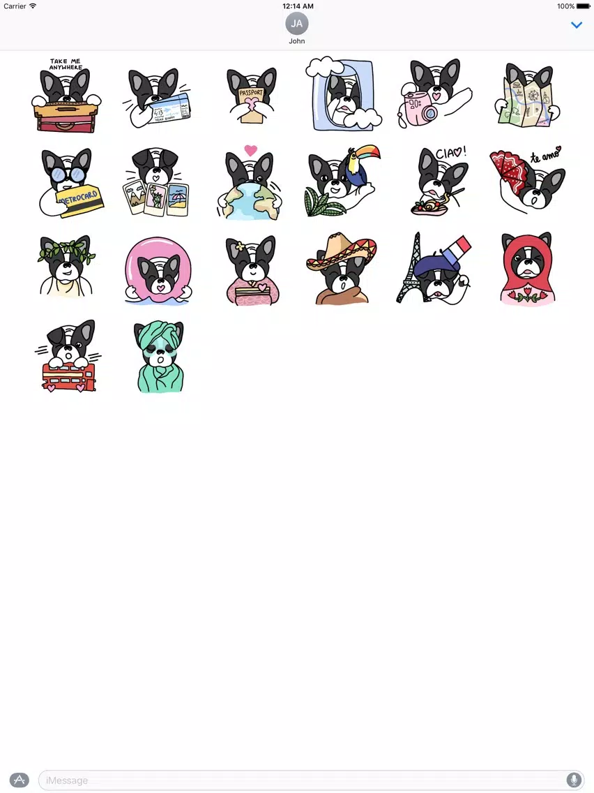 Frenchie Travel Stickers by Yeah Bunny iPad 应用截图